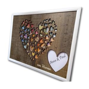 Geldgeschenk mit Herzmotiv im Bilderrahmen
